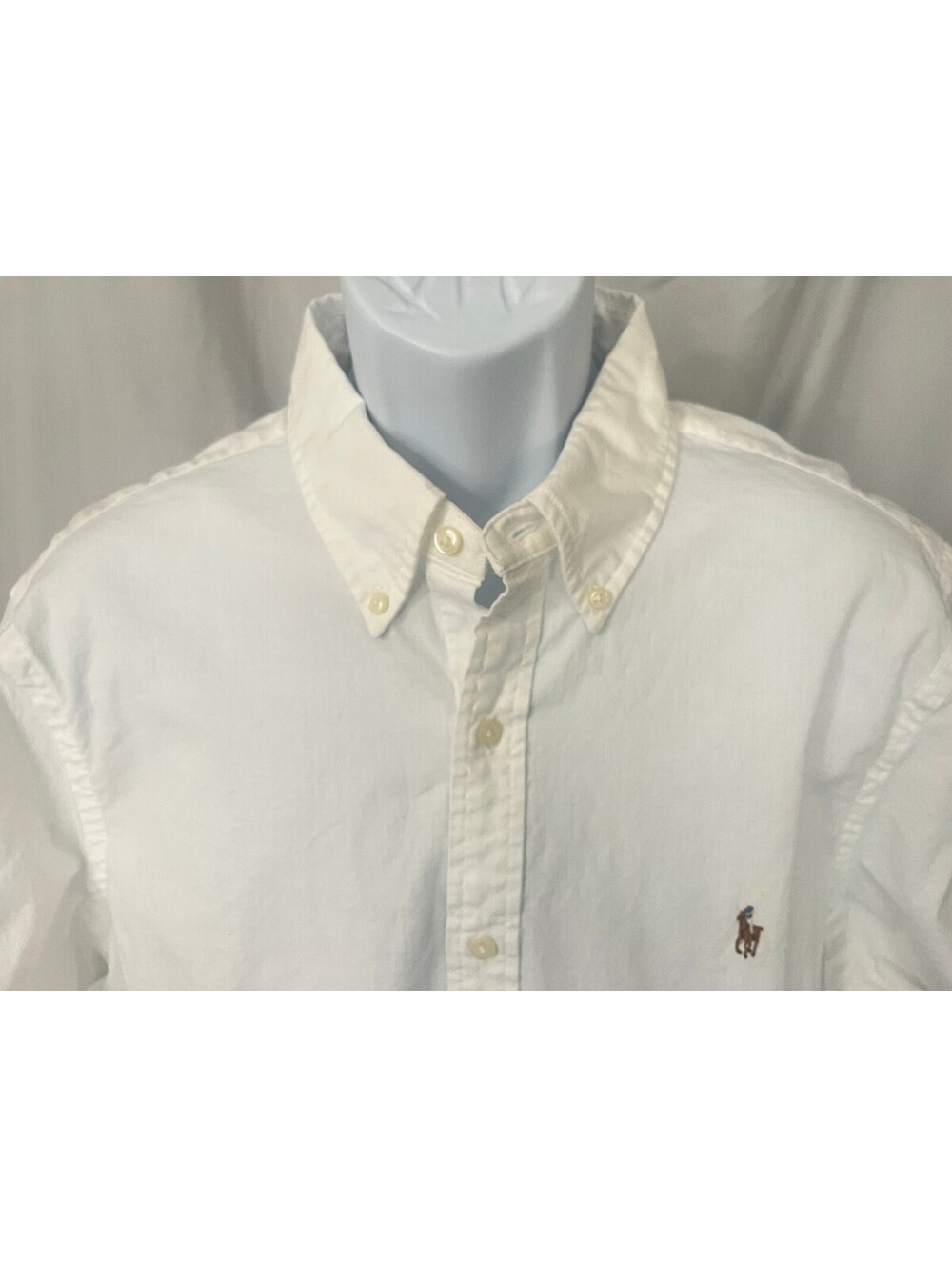 Ralph Lauren Men's Solid White Untucked Fit Short Sleeve Shirt XL EUC